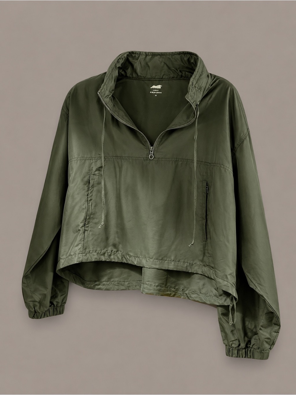 Lightweight, olive green cropped jacket